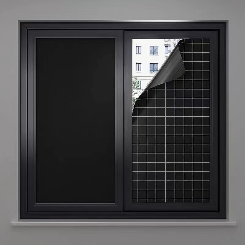 ฟิล์มติดกระจกบ้าน ลายดำทึบ กันแสงแดด100% กันคนมอง100% คนมองเข้ามาไม่เห็น100% ฟิล์มติดกระจกสำนักงาน สติ๊กเกอร์ติดกระจก