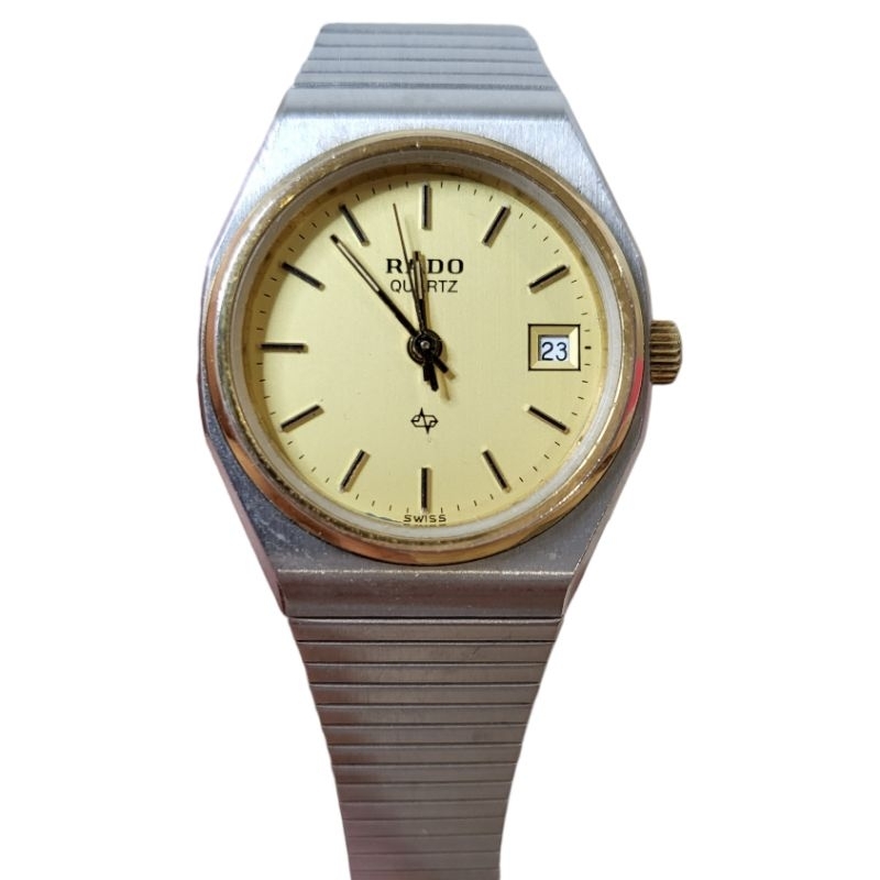 นาฬิกาข้อมือ มือสอง Rado Quartz หน้าปัดทอง กระจกแตก (N94)
