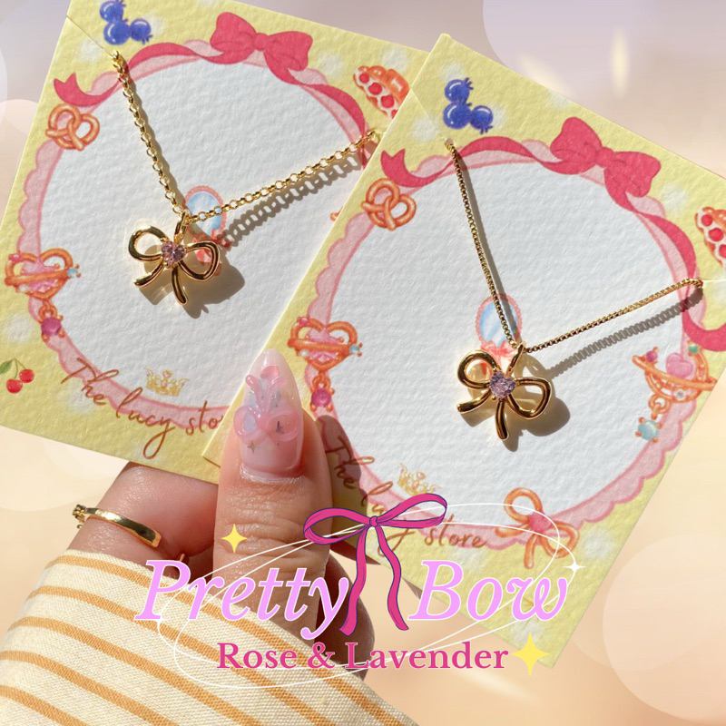 Thelucy Pretty bow necklace (gold)สร้อยคอจี้โบว์