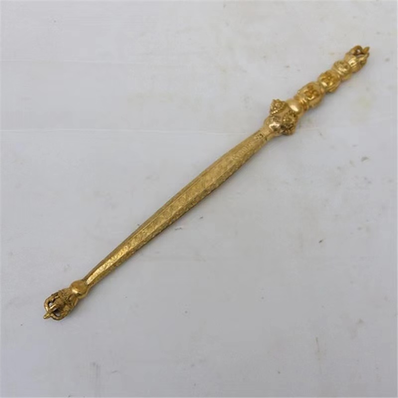 Gu Yixuan ทองแดงบริสุทธิ์ Vajra สาก Weituo พระโพธิสัตว์เครื่องมือทองแดงบริสุทธิ์ Vajra stick ทองแดง Tantric พระพุทธรูป