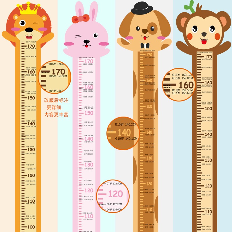 ID888 สติ๊กเกอร์วัดส่วนสูง ที่วัดส่วนสูงเด็ก ติดผนัง ลายการ์ตูน น่ารักพร้อมส่ง