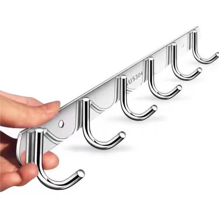 ราวตะขอ ราวแขวน อเนกประสงค์ สแตนเลส 304 แบบ 6 ตะขอ ความยาว 42 ซม. Stainless Steel 304 Multipurpose Hook, 6 hooks, 42 cm