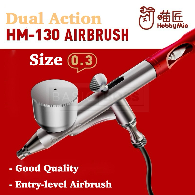 HOBBY MIO Dual Action - Airbrush แอร์บรัช ขนาด 0.3มม. แอร์บรัชแบบ 2 จังหวะ สีแอร์บรัช พ่นสีกันดั้ม พ่นสีโมเดล