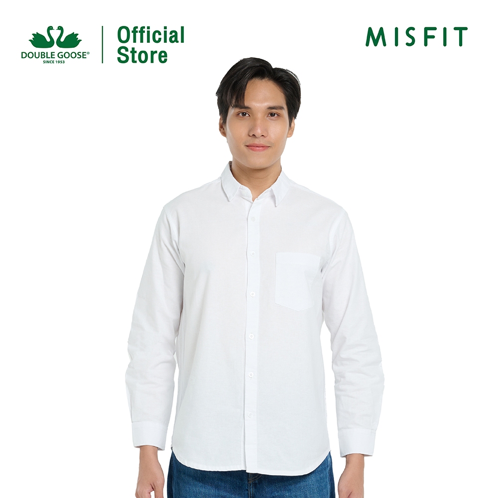 ห่านคู่ Misfit เสื้อเชิ้ตผู้ชาย แขนยาว มีกระเป๋าอก ทรง Regular