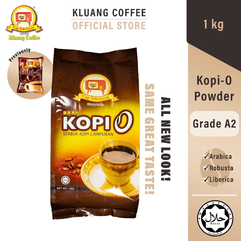 Kluang Black Coffee Cap Televisyen Kopi-O Powder Grade A2 (1kg x 1 pack) กาแฟบดผง เกรด A2 (1กก. x 1 