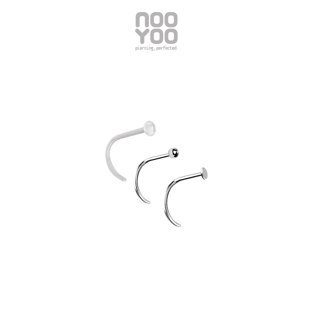 NooYoo จิวจมูกสำหรับผิวแพ้ง่าย Titanium Nose Pigtail Set