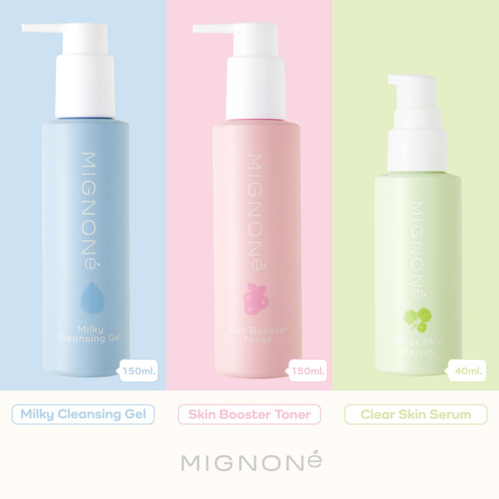 [SET] Mignoné Milky Cleansing Gel + Skin Booster Toner + Clear Skin Serum