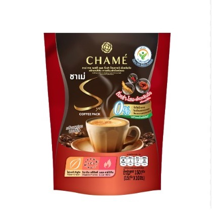 ถั่งเช่า CHAME Sye Coffee Pack Cordyceps 10 ซอง ชาเม่ กาแฟ ลดน้ำหนักเพื่อสุขภาพ (ถังเช่า, เห็ดหลินจือ,โสม) พริกแคปซิคัม