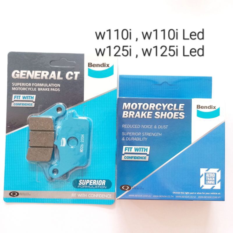 ผ้าเบรค BENDIX แท้ w110i , w110i Led ,w125-i , w125i Led หน้า หลัง