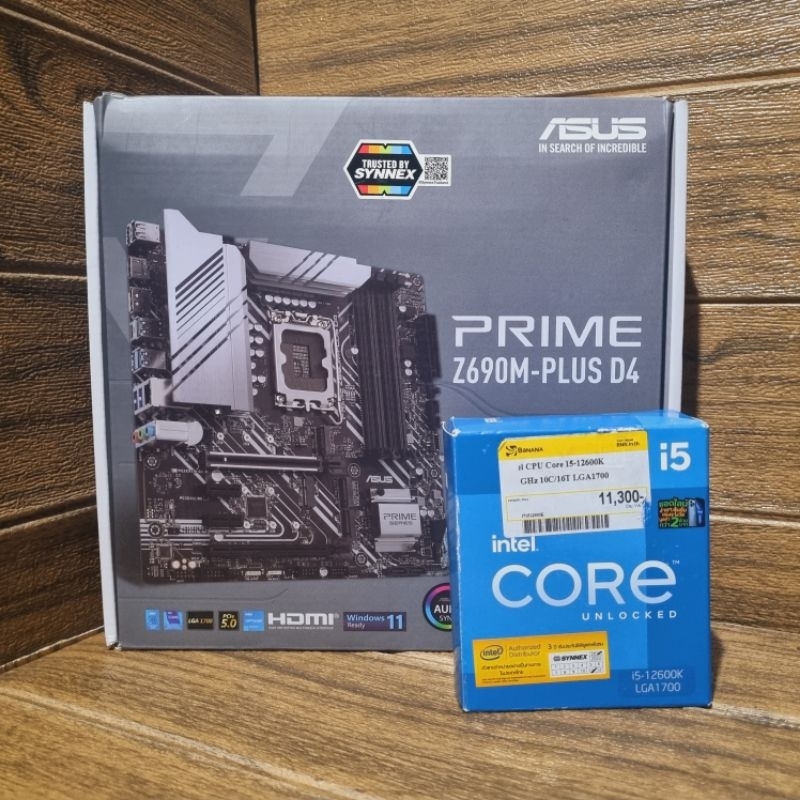 CPU INTEL CORE I5 12600K (UHD770) + ASUS PRIME Z690M PLUS DDR4 (LGA 1700) (MATX) มือ 2 ใช้งานปกติมีป