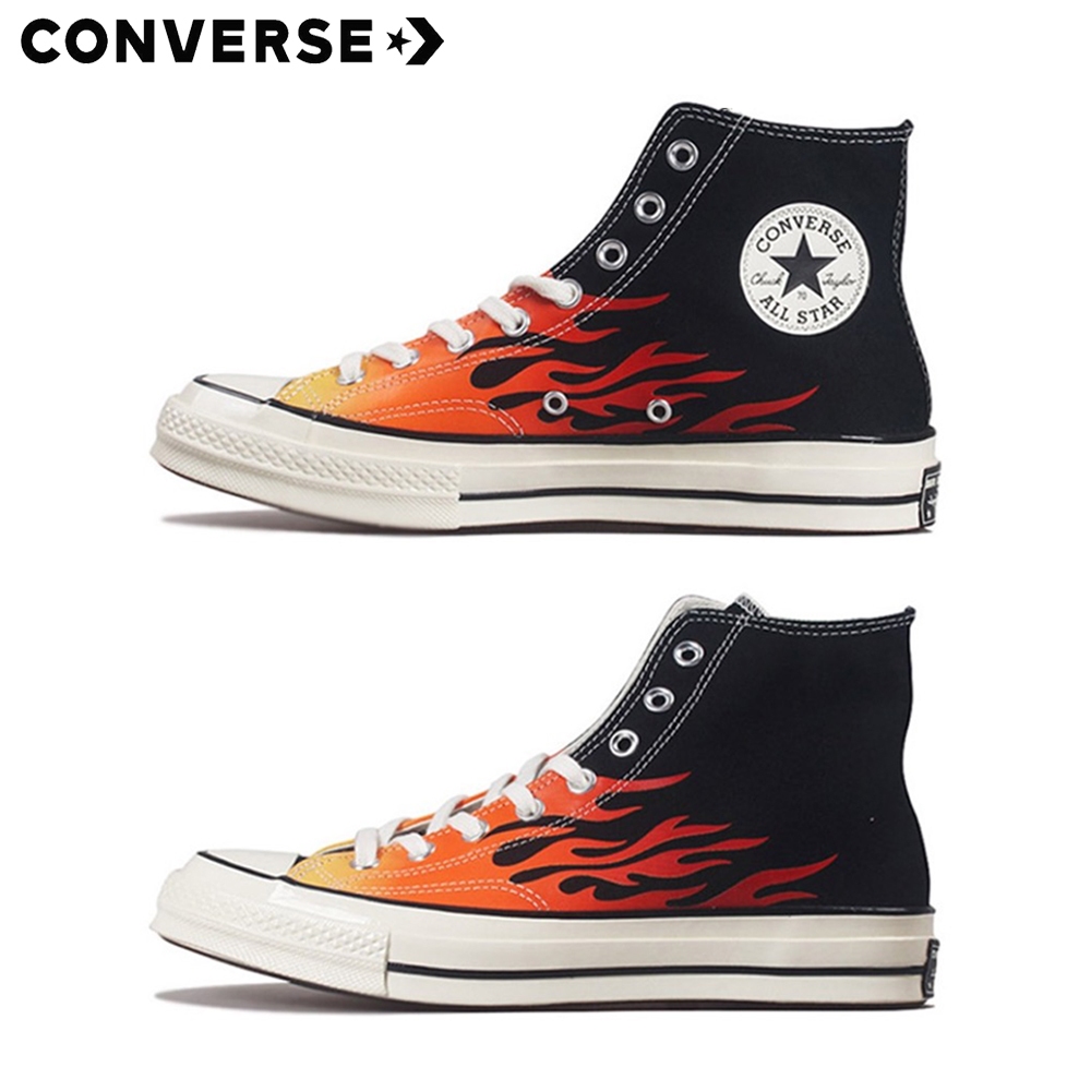 Converse 1970s ctas 70 Hi sneakers flame คอนเวิร์ส รองเท้าผ้าใบ รูปแบบเปลวไฟรองเท้าผ้าใบ UNISEX