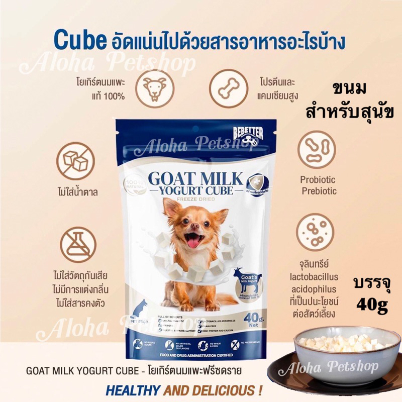 Goat Milk Yogurt Cube Healthy Dog Snack ❤️🐶 โยเกิร์ตนมแพะฟรีซดราย ขนมสำหรับสุนัข บรรจุ 40g