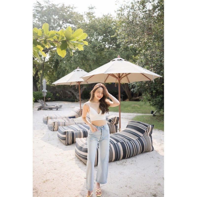 GENEDENIM กางเกงขายาว เอวสูง ทรงกระบอก สียีนส์อ่อน รุ่น 289 SKY LIGHT BLUE [Used]