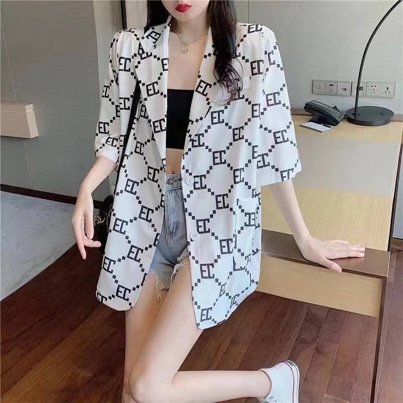 MEILA_shop พร้อมส่ง  เสื้อคลุมเชิ้ต ใส่เท่ เสื้อสูท เสื้อคลุมแขนสั้น CG02