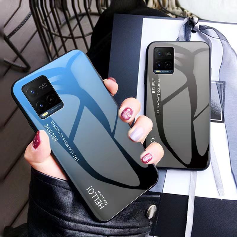 ส่งจากไทย เคสกระจก ใช้สำหรับ Vivo Y21 Y21T T1X Y33S Y33T  กันกระแทก เคสไล่สี วีโว่ Y33T ตรงรุ่น วีโว่ Y21T