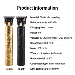 ปัตตาเลี่ยนไฟฟ้า ไร้สาย ที่ตัดผม เครื่องตัดผม แบบชาร์จ USB ปัตตาเลียนสําหรับผู้ชาย