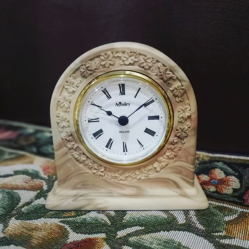 Vintage Aynsley Portland Stone Ware Mantle Clock Made In England  H4"