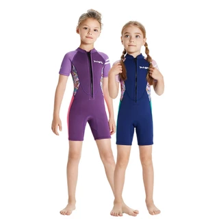 ShopAt.Two[SW1881] ชุดว่ายน้ำเด็ก (แถมหมวก) ชุดเก็บอุณหภูมิเด็กแขนสั้น Dive & Sail แห้งไว หนา 2.5 mm