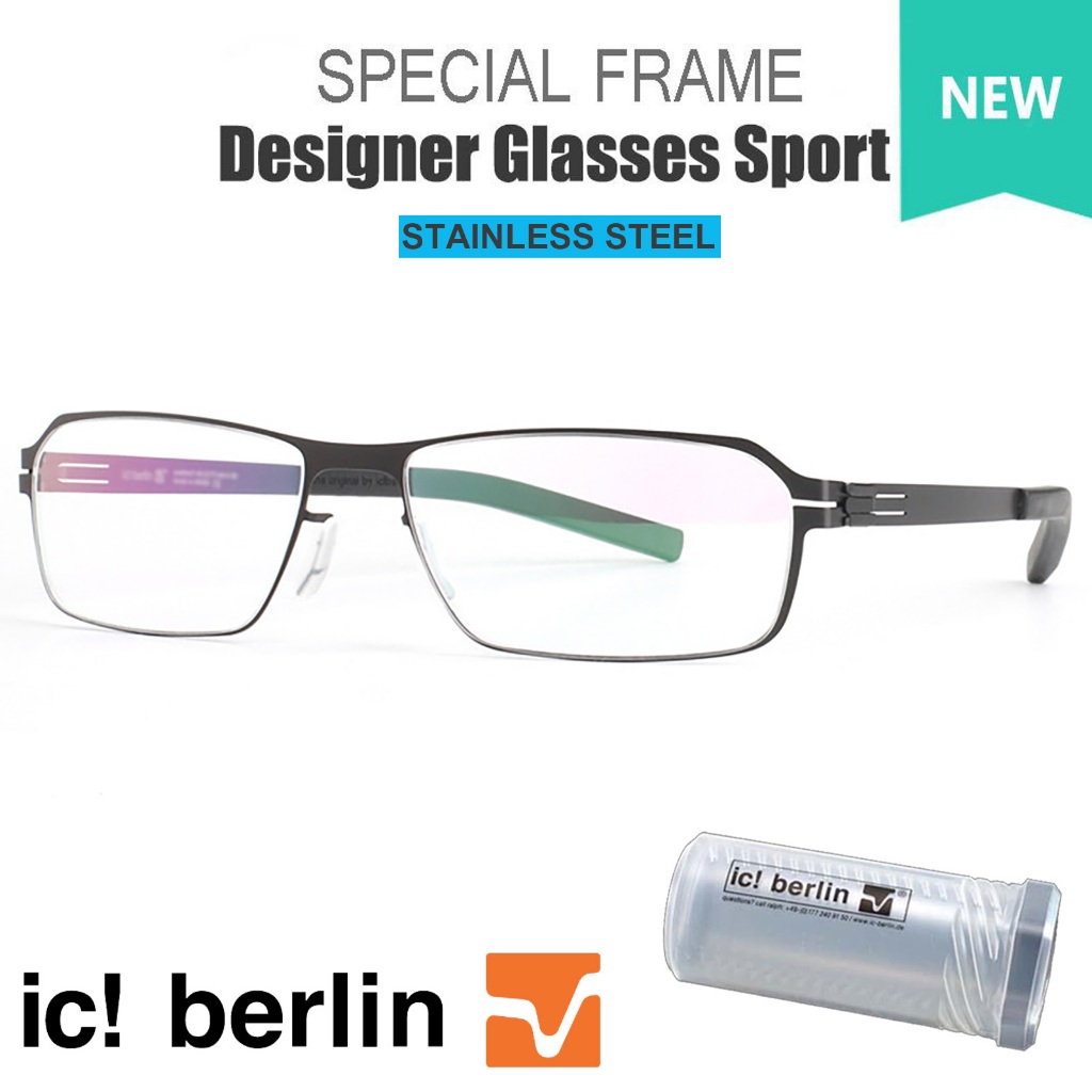 Ic Berlin ไอซี เบอร์ลิน แว่นตา รุ่น 039 C-1 สีดำ Model Chrome วัสดุ Stainless Steel กรอบเต็ม กรอบแว่