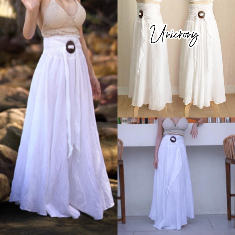 Unicrony พร้อมส่ง กระโปรงกะลา สีขาว งานสวย ใส่สบาย ใส่ไปทะเลชิวๆ ราคา ถูกที่สุด ดีลบีเคเค แกลเลอรีภาพที่ 5