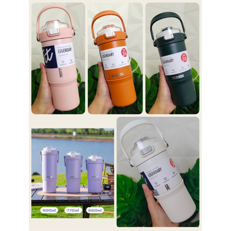 DODGE  แก้วเก็บความเย็น มีหูจับในตัว สแตนเลส 316 ขนาด 660ml. หลอดดูดสปริงกดเก็บได้ ใช้งานสะดวก สนใจสอบถามสั่งซื้อได้คะ