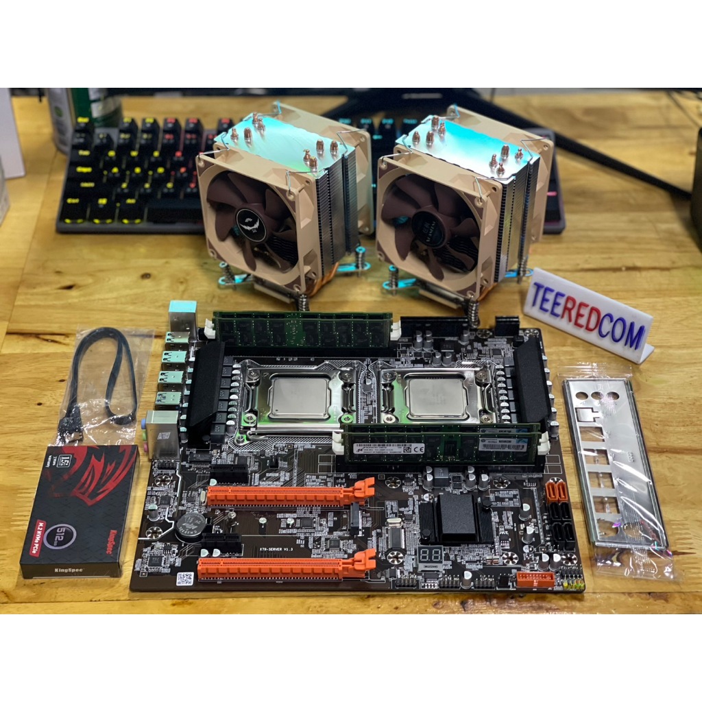 ชุดบอร์ด CPU DUAL 32เทรด +MB+RAM X79Dual พร้อม CPU Intel Xeon E5-2667V2 X2 16C/32T TURBO4.0Ghz RAM E