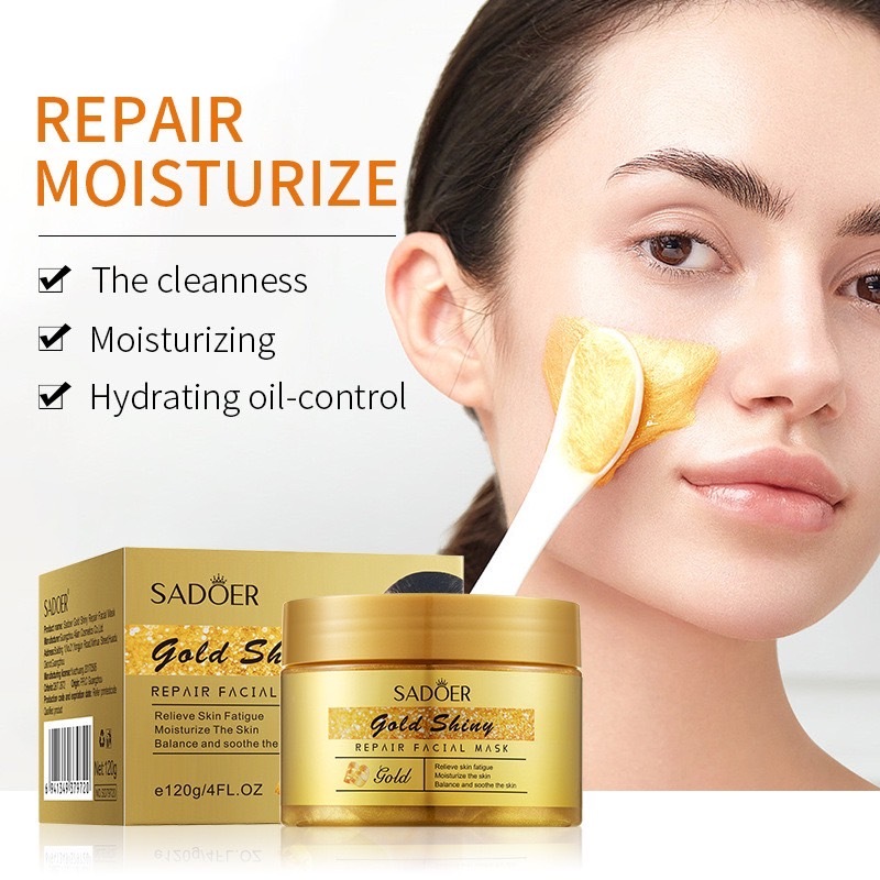 มาส์กทองคำบียอน มาส์ก ไม่ต้องล้างออก SADOER GOLD MASK 120g. ( กล่องสีทอง )