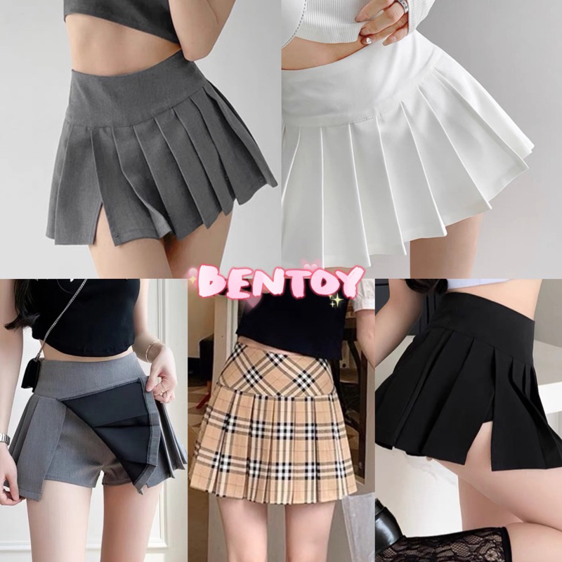 bentoy(8151)กางเกง กระโปรงเทนนิสจับจีบไม่มีขอบ เอวสูง ผ้าสโนว์ไม่ยืด ใส่เป๊ะมาก
