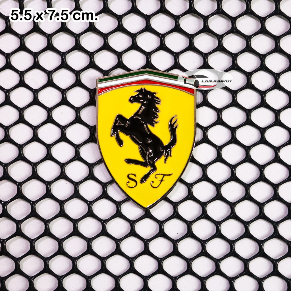 โลโก้ โลหะ Ferrari ขนาด 5.5 x 7.5 cm. เฟอร์รารี่ ติดรถยนต์ รถสปอร์ตหรู แต่งรถ ติดรถ