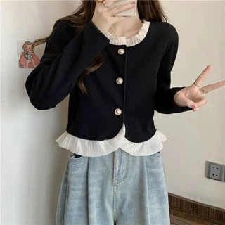 Vogue🌟พร้อมส่ง🌟 เสื้อไหมพรมแขนยาว คอกลม ดีเทลเรียบหรูดูแพง (Y7001) -C