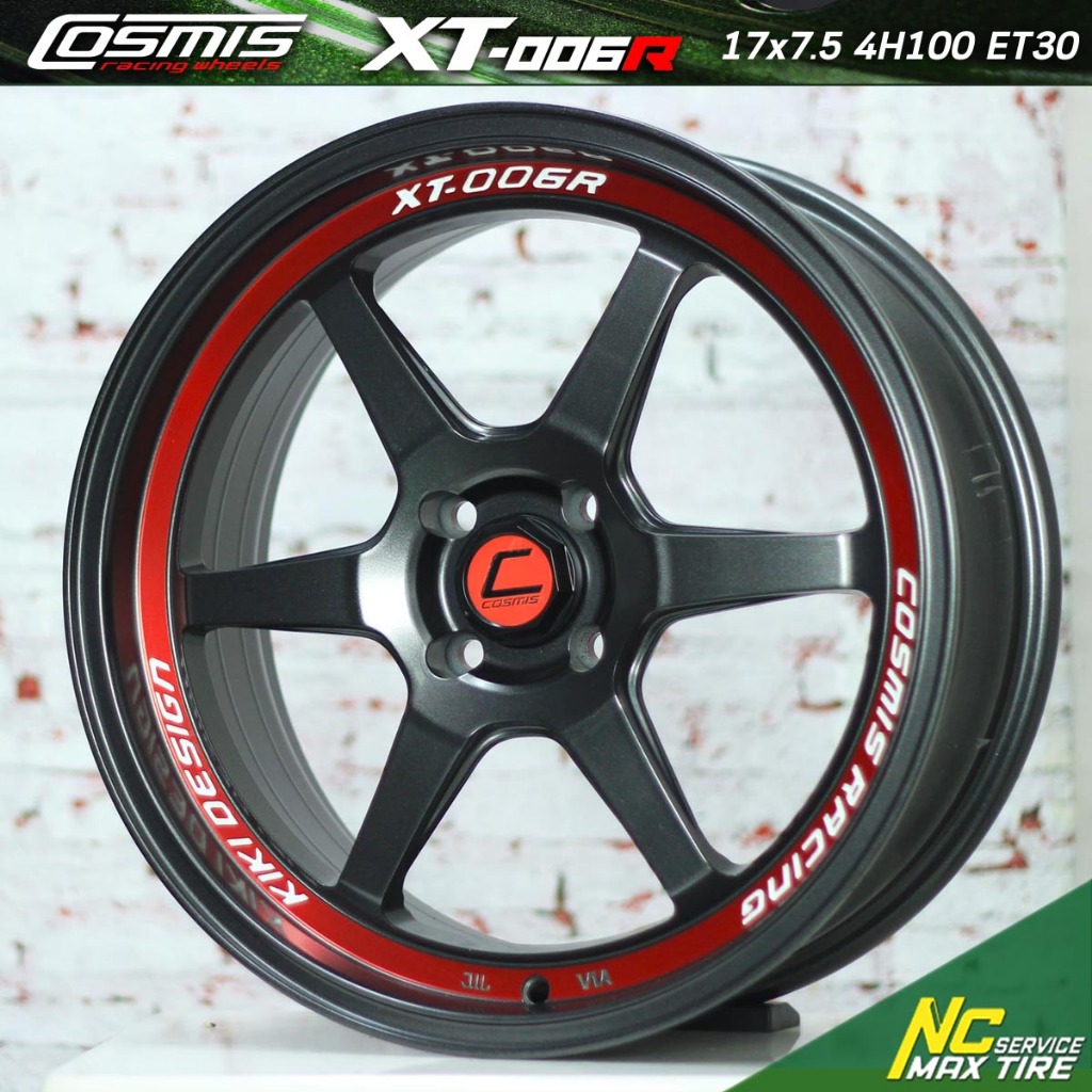ล้อแม็กขอบ17 / COSMIS XT-006R / สีเทาท้องแดงตัวหนังขาว / สำหรับรถเก๋ง (ราคารวม4วง) / 17x7.5 4H100 ET
