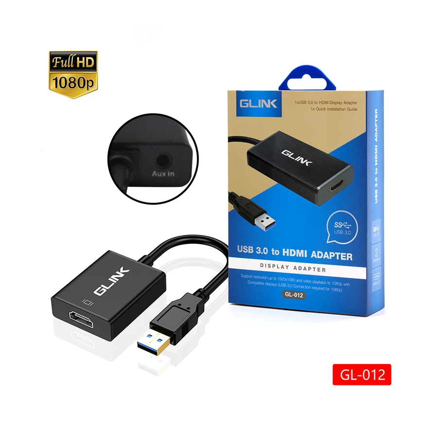 ✅มาตรฐาน GLINK GL-012 ตัวแปลง USB 3.0 TO HDMI Converter มี AUX 3.5mm ต่อเสียง 1920×1080 WINDOWS 10 /11 GL012 - รูปที่ 6