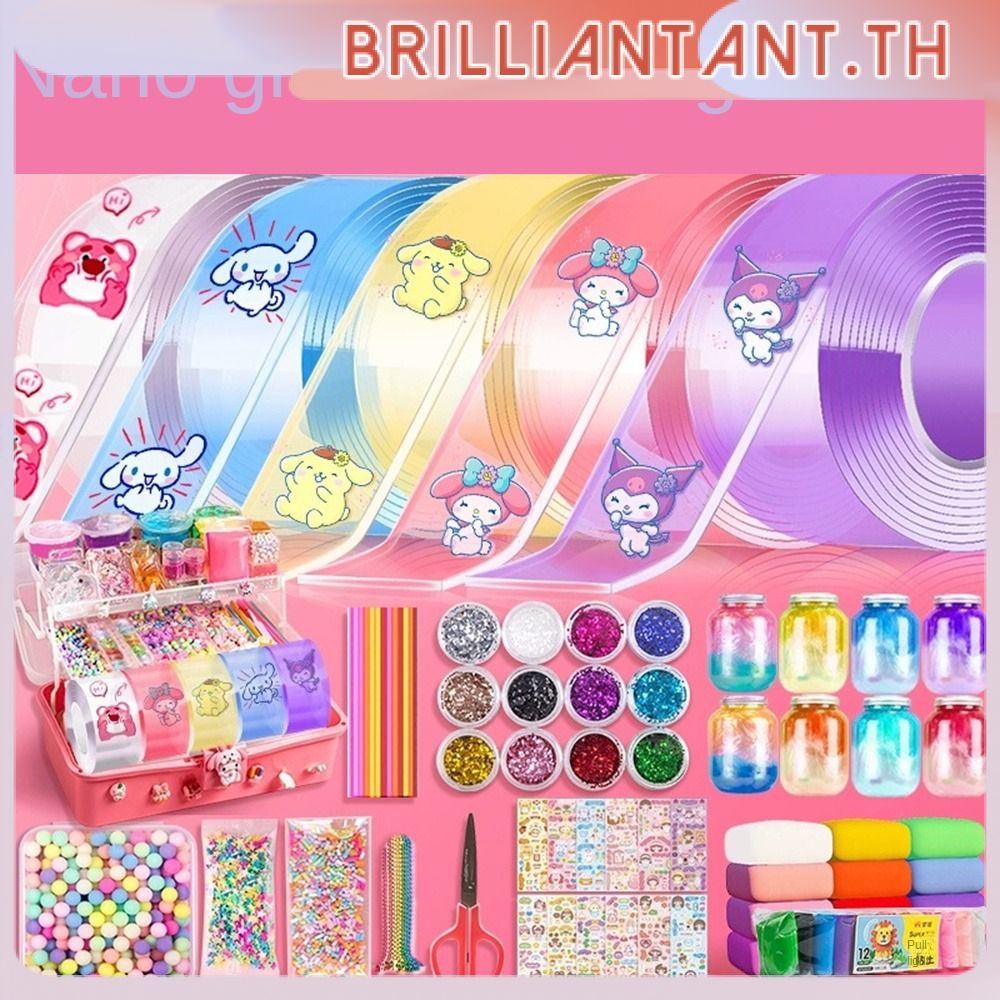 ของเล่น diyวิปครีมปลอมวิปครีม ปลอม diyสีสันกาวนาโนสนุกหยิกเทปนาโนฟองเป่าชุดสมบูรณ์,การบีบอัดกาวข้าวเหนียว