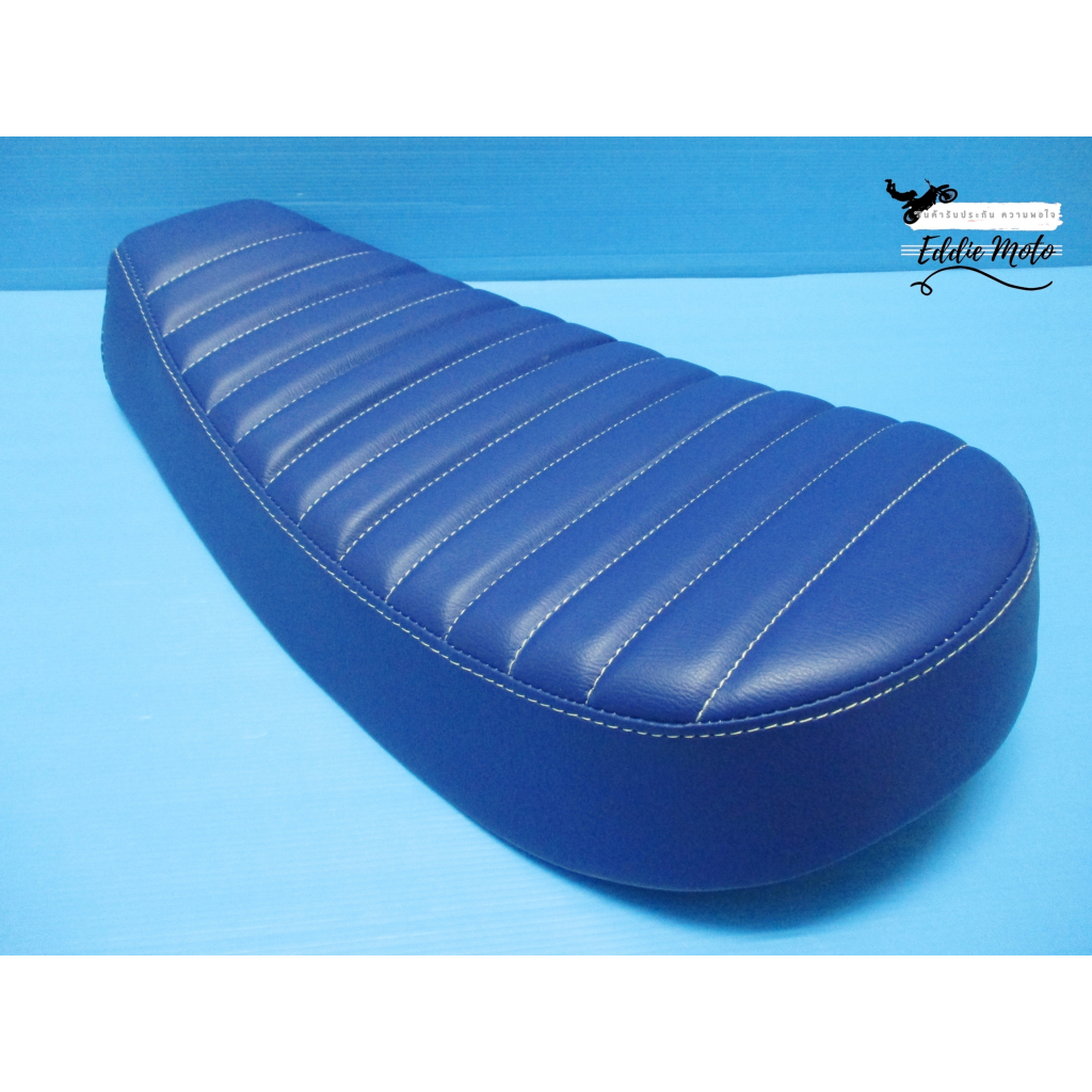 CAFE DOUBLE SEAT COMPLETE "BLUE" Fit For YAMAHA ENDURO DT100 DT100X DT125  // เบาะ สีน้ำเงิน เย็บลอน ด้ายขาว