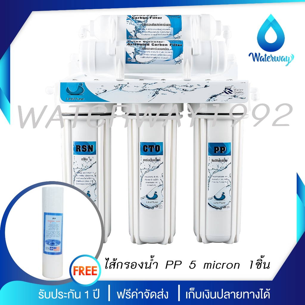 [มีบริการติดตั้ง] UNI PURE เครื่องกรองน้ำ 5 ขั้นตอน รุ่นธรรมดา/ UF 0.01micron/ น้ำแร่Mineral /Alkaline รับประกัน 1 ปี