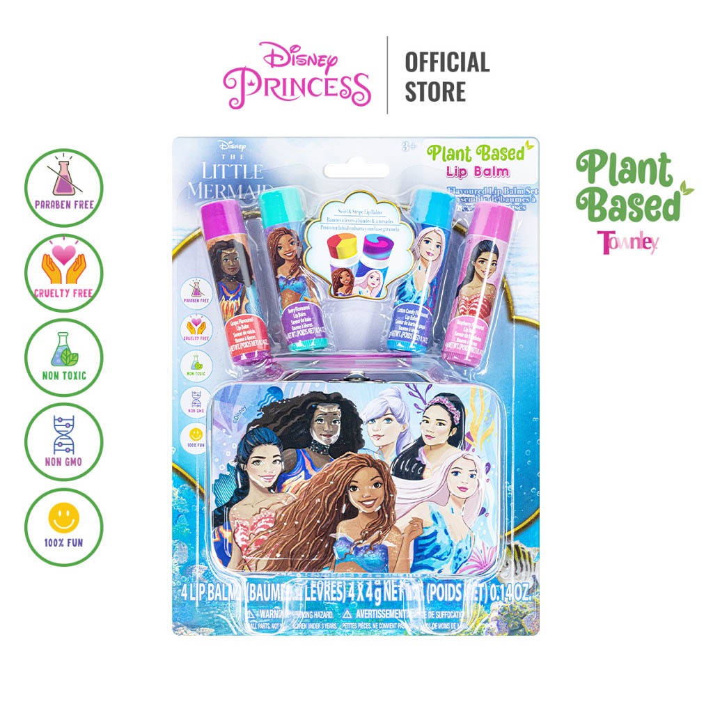 Townley(ทาวน์ลีย์) The Little Mermaid เซตลิปบาล์มเด็ก พร้อมกล่องเหล็ก ลิขสิทธ์แท้ ปลอดสารพิษ