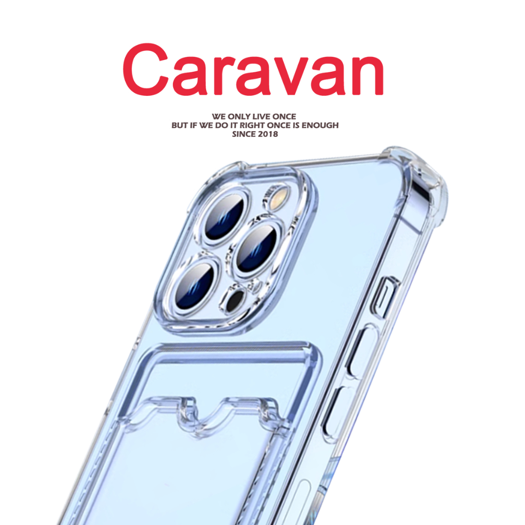 Caravan Crew Card holder case เคสใส เคส เคสใสเสียบบัตร for ไอโฟน 16 15 14 13 7 8 Plus X XS MAX XR 11 PRO 12 ขอบนิ่ม
