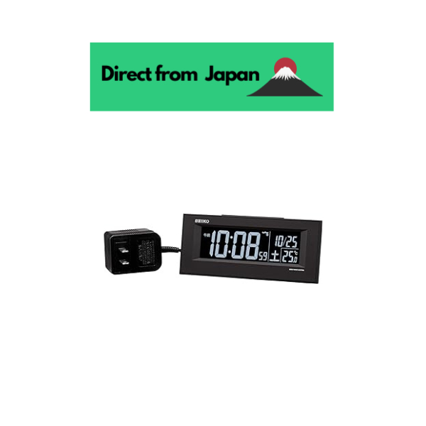 [Direct from Japan]Seiko Clock Alarm Clock 01: Black Body size: 6.4 x 15.4 x 3.9cm Alarm clock electric wave AC type digital BC413K