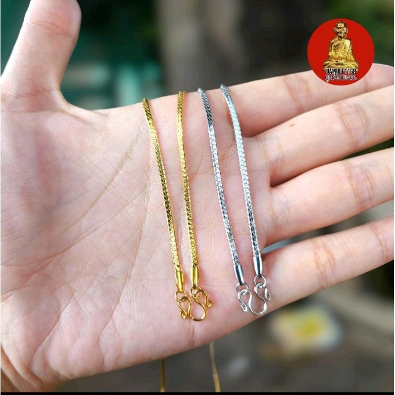 สร้อยสเเตนเลสแท้ ลายผ่าหวายหัวจรวด ขนาด 3.5 มิล สีทองเลเซอร์ และ สีสแตนเลส ความยาวเลือกได้