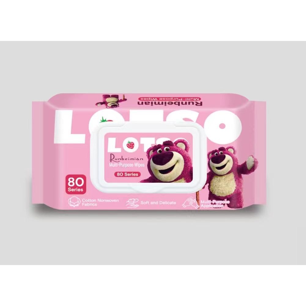 สตรอเบอร์รี่หมีทิชชู่เปียกทำความสะอาด กระดาษทิชชู่เปียก เกรดพรีเมียม