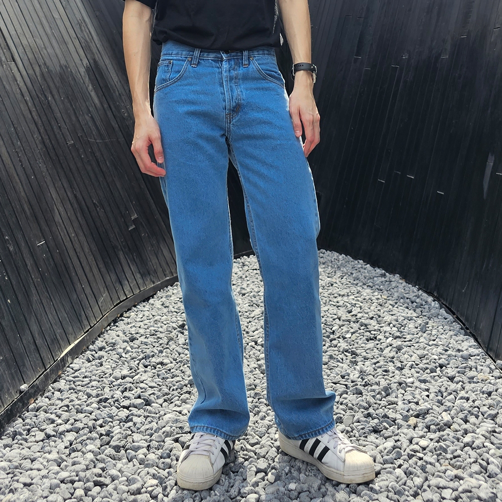 ใส่โค้ด GDZDEC1 Golden Zebra Jeans กางเกงยีนส์ชายทรงขากระบอกใหญ่ผ้าไม่ยืดเอวสูงไซส์เล็กไซส์ใหญ่ #209/1