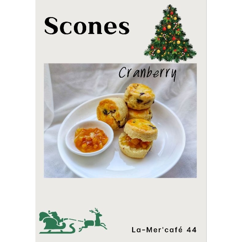Scones สโคนแครนเบอร์รี่ กล่อง 9 ชิ้นแถมแยม 1 กระปุกเล็ก