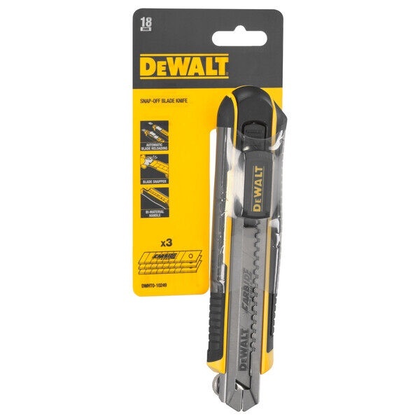 DEWALT มีดคัตเตอร์ Carbride ขนาด 18มม. รุ่น DWHT10249-30 ใบมีดคาร์ไบด์ยังคงความคมได้นานกว่า ถึง 5 เท่า ของแท้ 100%