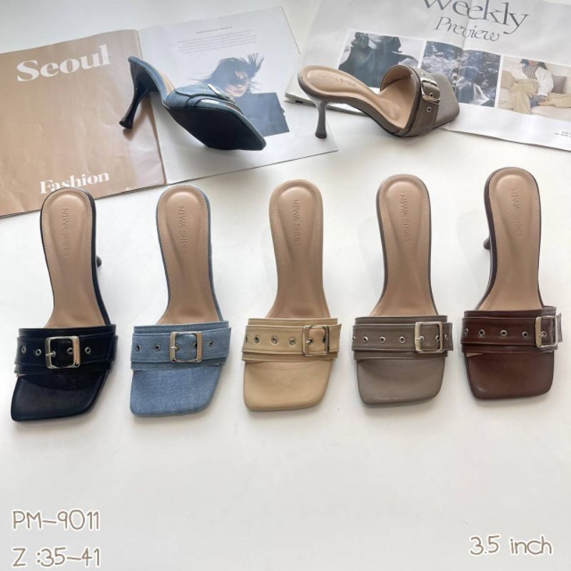 Niwa Shoes รหัสสินค้า PM-9011 รองเท้าMaxi ส้นสูง3.5นิ้ว