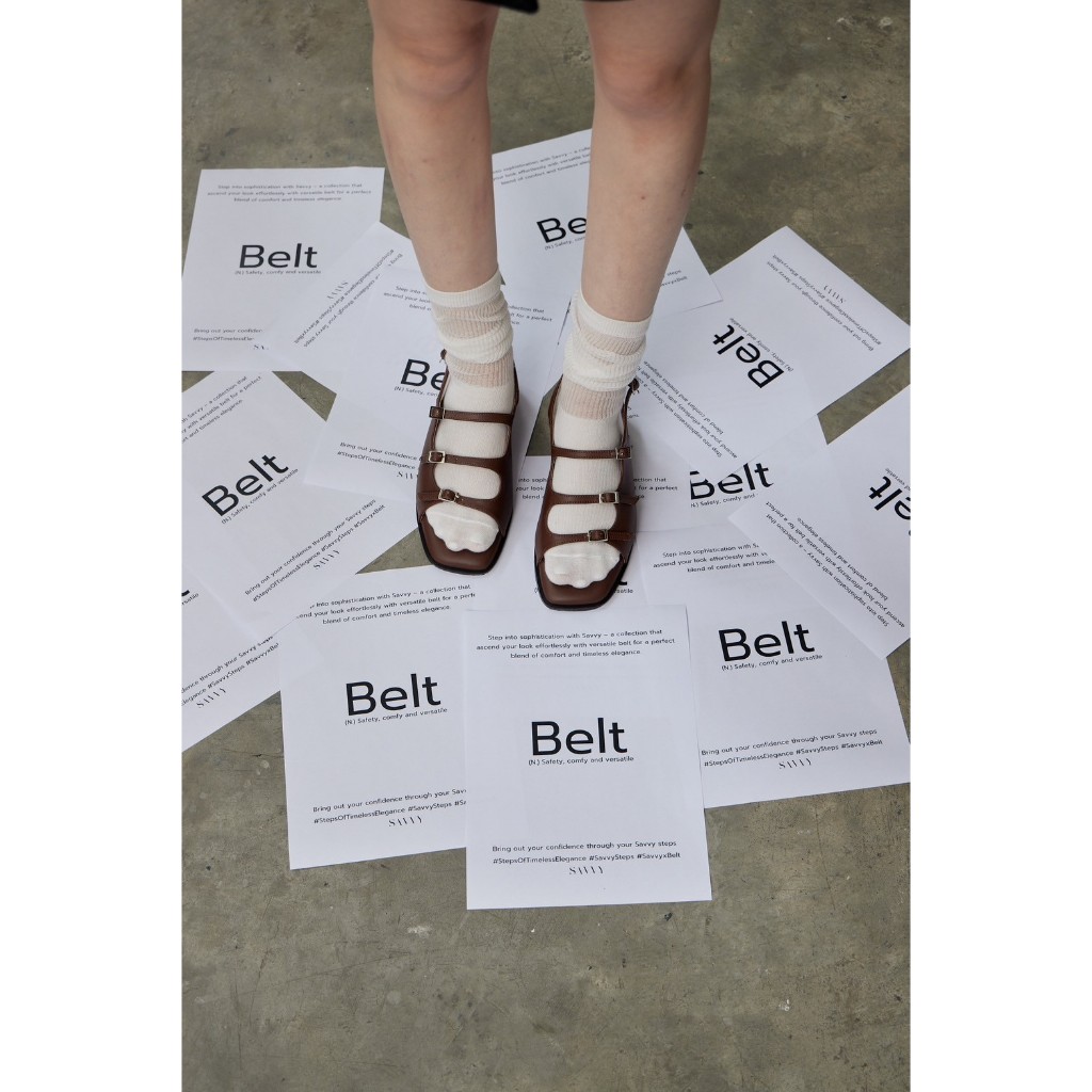 Savvy.bkk รุ่น Belt - Triple(Size 35-42) รองเท้าผู้หญิง รองเท้าแตะมีส้น รองเท้าแตะแบบสวม รองเท้ารัดส้น
