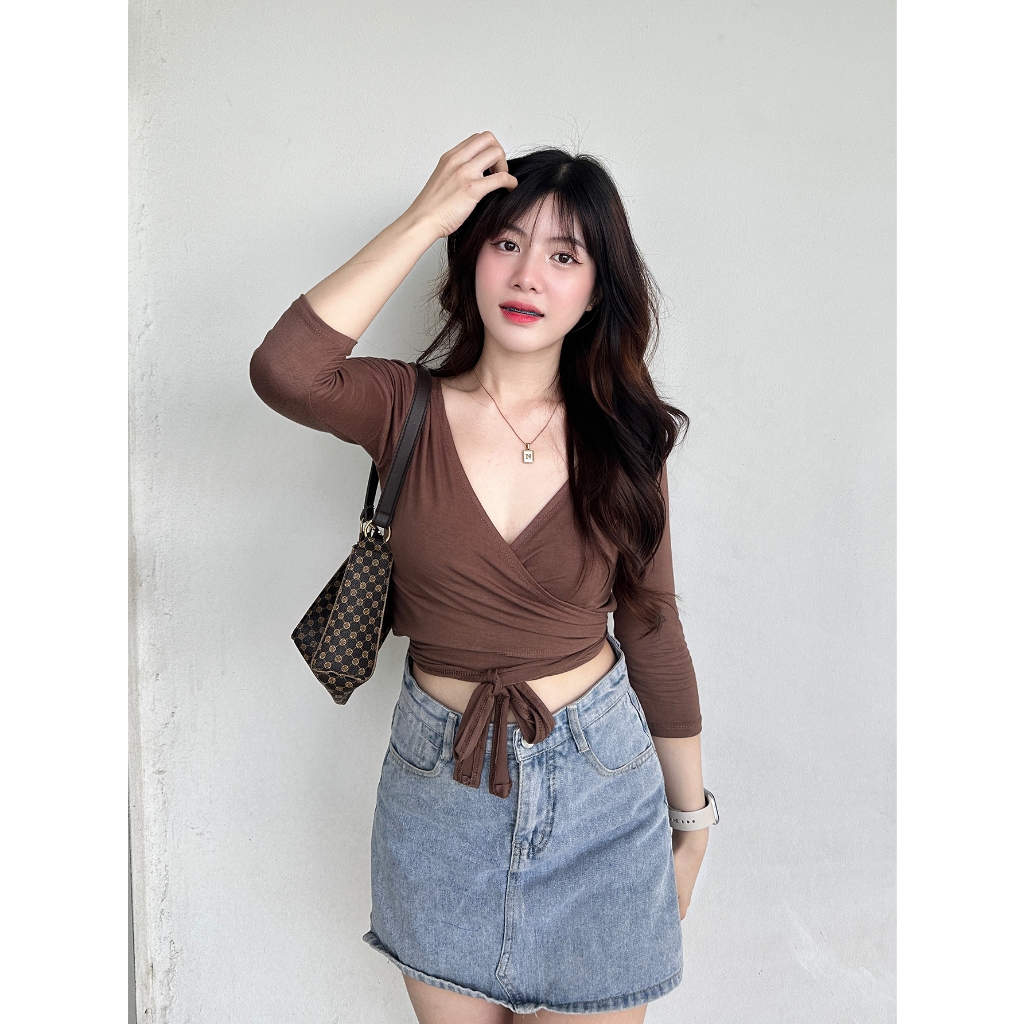 PIN113 ครอปท๊อปผูกเอว DJ