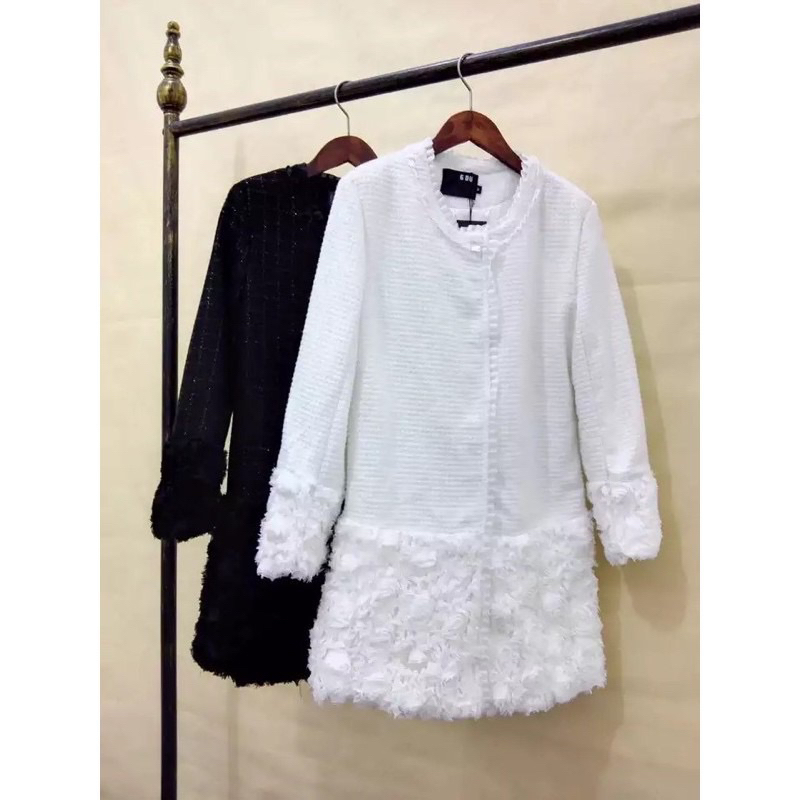 เสื้อคลุมยาว เบลเซอร์ blazer เนื้อผ้าแซมขนวิ้งค์ 🍂แต่งชายแขนชายเสื้อ (Wy436