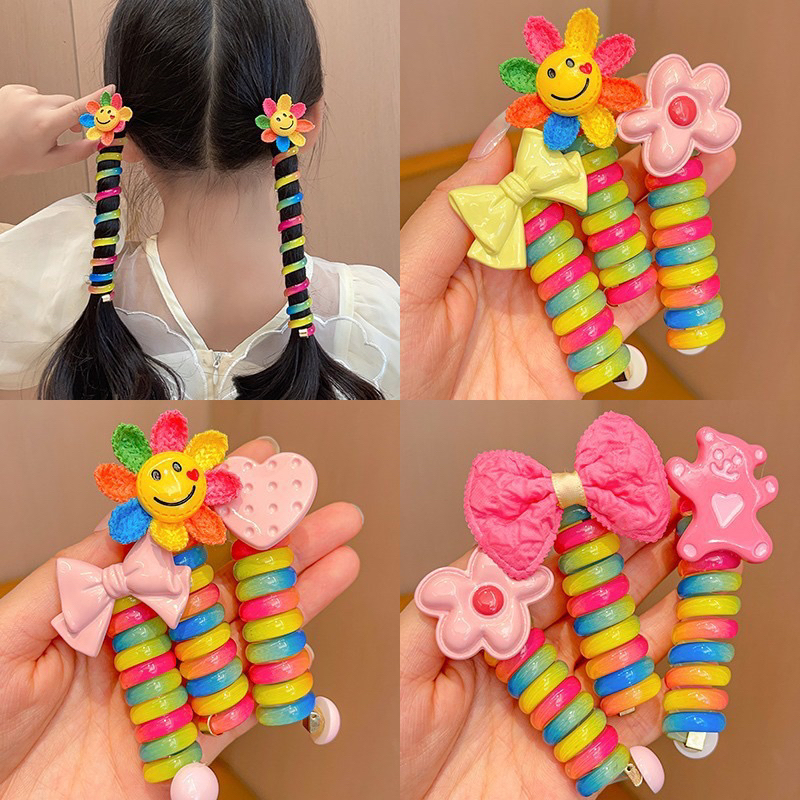 ยางรัดผมลายการ์ตูนและดอกไม้ ร้านค้าเปิดใหม่ ราคาต่อ1ชิ้น ยางรัดผมเกลียวน่ารักๆ โดนใจคุณหนูๆ