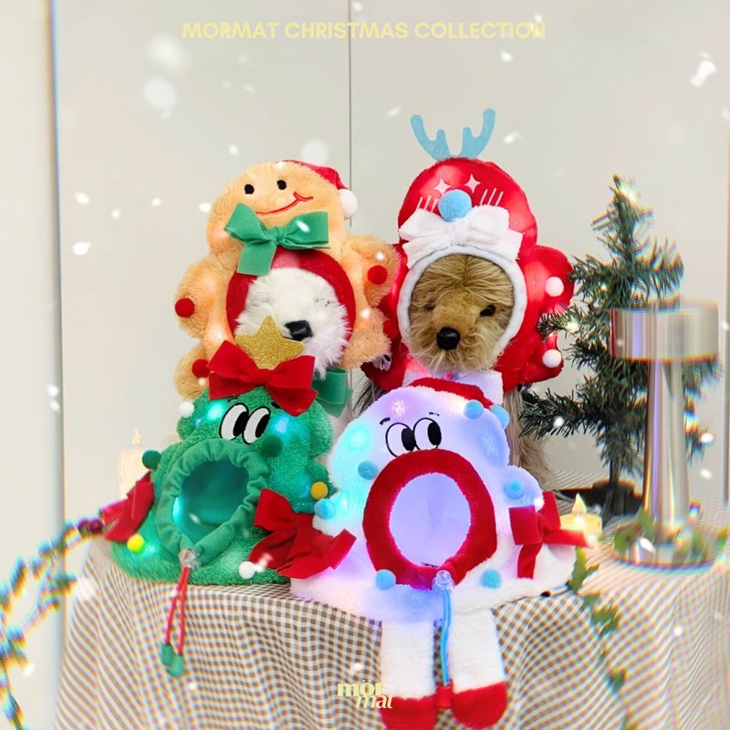 MORMAT Christmas Collection ชุดคริสต์มาสมีไฟ เครื่องหัวน้องหมา/น้องแมว 3 ระดับ รุ่นเทศกาล