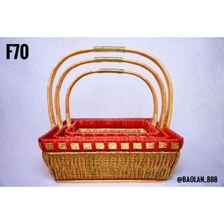 (พร้อมส่ง) F70 กระเช้างานแฮนด์เมดจากไม้อย่างดี สีแดง+ดิ้นทอง กระเช้าปีใหม่
